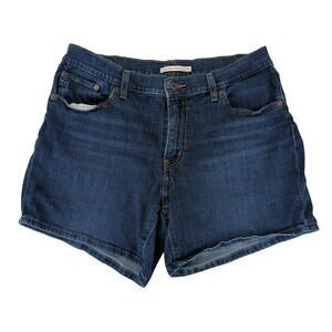 Levi's Mid-length Short Denim Jean Shorts Stretch Women's Size 33 Dark Wash Midi